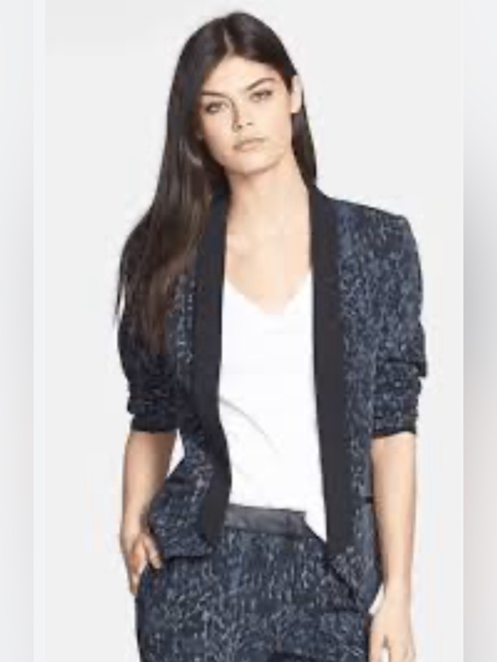 Trouvè Women’s Black and Blue Print Blazer in Size Small